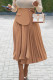 Earth Yellow Sweet Solid Patchwork Pleated Boot Cut High Waist Speaker Solid Color Bottoms