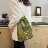 Cream White Sweet Solid Patchwork Pearl Bags