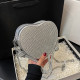 Silver Celebrities Elegant Solid Heart Shaped Sequined Rhinestone Bags