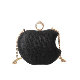 Black Daily Simplicity Solid Asymmetrical Rhinestone Bags
