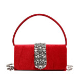 Red Celebrities Elegant Solid Chains Rhinestone Bags