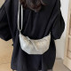 Silver Daily Solid Patchwork Zipper Bags