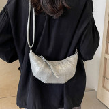 Black Daily Solid Patchwork Zipper Bags