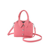 Pink Casual Solid Rivets Buttons Zipper Bags