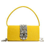 Yellow Celebrities Elegant Solid Chains Rhinestone Bags