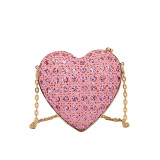 Pink Daily Vintage Sequins Patchwork Zipper Bags