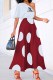 White Red Casual Dot Print Patchwork Letter One Shoulder A Line Dresses