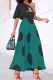 Black Green Casual Dot Print Patchwork Letter One Shoulder A Line Dresses