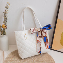 White Daily Plaid Patchwork Bags(Including Scarves)