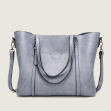Grey Vintage Simplicity Solid Pocket Zipper Bags