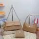 Khaki Casual Simplicity Letter Patchwork Chains Zipper Bags
