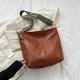 Brown Vintage Simplicity Solid Zipper Bags