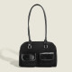 Black Casual Vintage Solid Pocket Zipper Bags