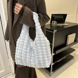 Blue Casual Simplicity Plaid Solid Fold Contrast Bags