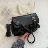 Black Daily Simplicity Solid Metal Accessories Decoration Fold Bags