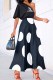 Black Casual Dot Print Patchwork Letter One Shoulder A Line Dresses