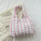Rose Pink Casual Simplicity Plaid Solid Fold Contrast Bags