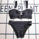 Black Sexy Simplicity Letter Patchwork Swimwears