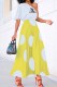 White Yellow Casual Dot Print Patchwork Letter One Shoulder A Line Dresses