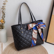 Black Daily Plaid Patchwork Bags(Including Scarves)