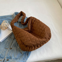 Brown Daily Simplicity Plaid Solid Fold Bags