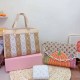 Khaki Casual Simplicity Letter Chains Zipper Bags
