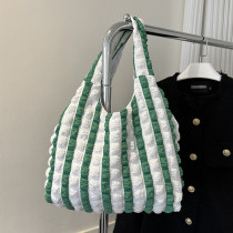 Green Casual Simplicity Plaid Solid Fold Contrast Bags