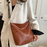 Brown Vintage Simplicity Solid Zipper Bags