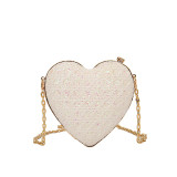 White Daily Vintage Sequins Patchwork Zipper Bags