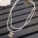 White Celebrities Elegant Letter Patchwork Pearl Necklaces