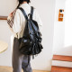Black Casual Daily Solid Patchwork Draw String Zipper Bags
