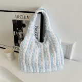 White Casual Simplicity Plaid Solid Fold Contrast Bags