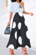 White Black Casual Dot Print Patchwork Letter One Shoulder A Line Dresses