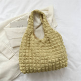 Yellow Casual Simplicity Plaid Solid Fold Contrast Bags