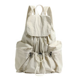 Cream White Casual Daily Solid Patchwork Draw String Zipper Bags