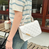 White Daily Plaid Rhombic Patchwork Zipper Bags