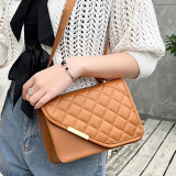 Khaki Daily Plaid Rhombic Patchwork Zipper Bags