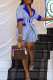 Blue Street Print Patchwork Zipper Turn-back Collar Half Sleeve Two Pieces