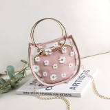 White Daily Flowers Patchwork Zipper Bags