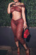 Red Sexy Solid Lace Hollowed Out Patchwork Off the Shoulder Sleeveless Two Pieces