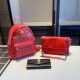 Red Casual Street Letter Patchwork Chains Zipper Bags