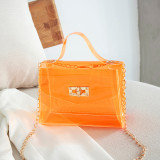 Orange Daily Solid Patchwork Zipper Bags