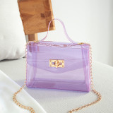Purple Daily Solid Patchwork Zipper Bags