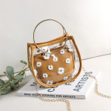 White Daily Flowers Patchwork Zipper Bags