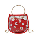 Red Daily Flowers Patchwork Zipper Bags