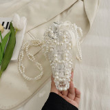 Cream White Sweet Elegant Solid Hollowed Out Pearl With Bow Bags