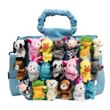 Blue Daily Animal Patchwork Fold Zipper Bags