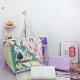 White Purple Street Simplicity Letter Patchwork Zipper Bags