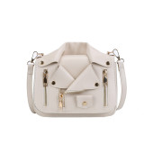 Cream White Daily Patchwork Zipper Bags
