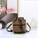 Brown Casual Street Letter Patchwork Draw String Chains Bags